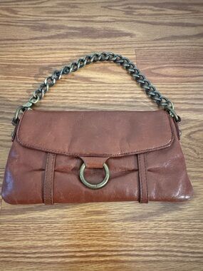 HOBO Rust Leather Wristlet with Brass Ring Accent